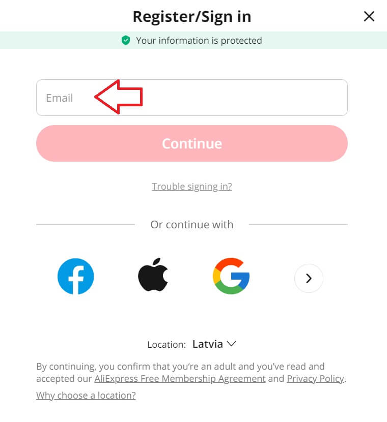 aliexpress rejestracja krok 2